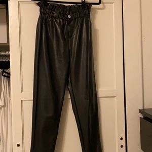 Vegan Leather paperbag pants